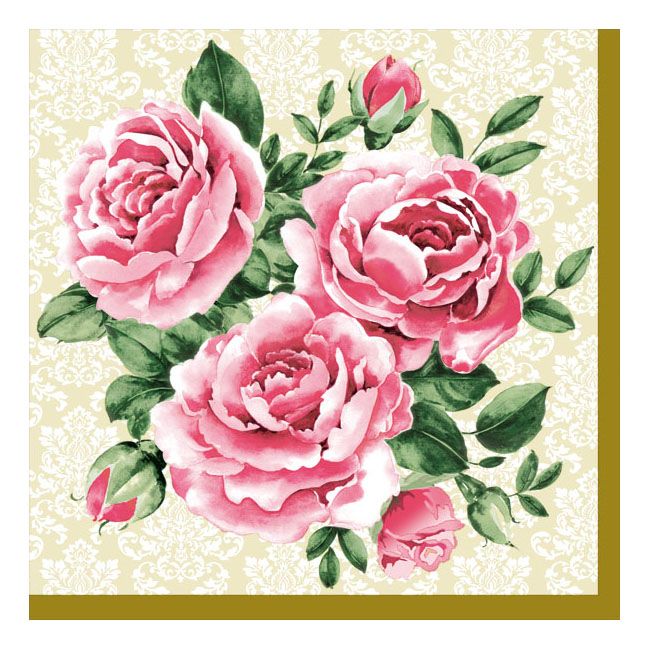 Dining Collection Lunch Napkins - Trio of Roses - 20 ct.