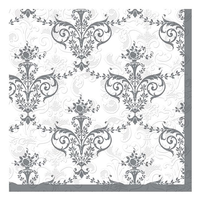 Dining Collection Lunch Napkins - Silver Fleur-de-lis - 20 ct.