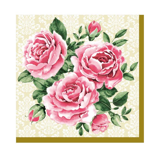 Dining Collection Cocktail Napkins - Trio of Roses - 20 ct.