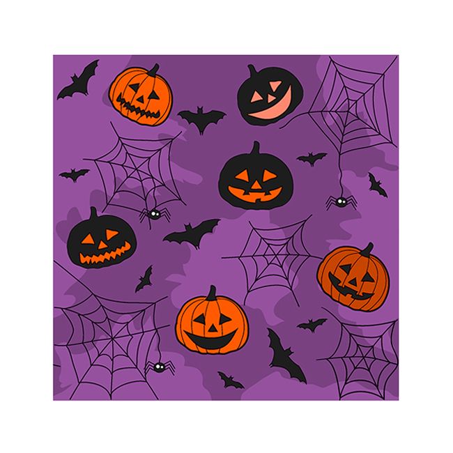 Halloween Cocktail Napkins - Collage Purple - 20 ct.