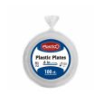 Plastico 6" Plates - White Plastic - 100 Count