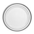 PrideWare 9" Dinner Plates - White/Silver Plastic - 10 Count