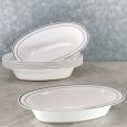 PrideWare 6 oz. Oval Bowls - White/Silver Plastic - 10 Count