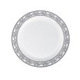 DazzleWare 6" Dessert Plates - White/Silver Plastic - 10 Count