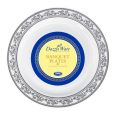 DazzleWare 10.25" Banquet Plates - White/Silver Plastic - 10 Count