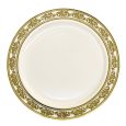 DazzleWare 10.25" Banquet Plates - Ivory/Gold Plastic - 10 Count