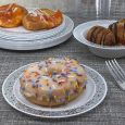 FrillWare 6" Dessert Plates - White/Silver Plastic - 10 Count