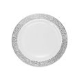 FrillWare 6" Dessert Plates - White/Silver Plastic - 10 Count