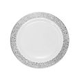 FrillWare 7.5" Salad Plates - White/Silver Plastic - 10 Count