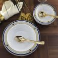 ChinaWare Elegant (Dessert & Soup Bowl) Combo Pack – White/Cobalt/Gold