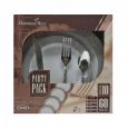 DiamondWare Party Pack (Service for 10) 60 pc. Set (White/Silver)