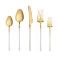 Dining Collection Luxe Ribbed Series Cutlery Combo Pack (White/Gold) - 40 Ct.