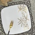 CoupeWare Bamboo Square - White / Gold -  Combo Plates - 32 ct.