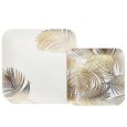 CoupeWare Palm Leaves Square - White / Gold - Combo Plates - 32 ct.