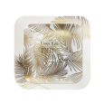 CoupeWare Palm Leaves Square - White / Gold - Combo Plates - 32 ct.