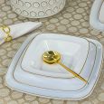 CoupeWare Basic 12 oz. Square Soup Bowl (White/Gold) - 10 ct.