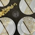 CoupeWare Triangle Deco  (White/Gold)  7.5" Plates - 10 ct.