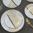 CoupeWare Triangle Deco (White/Gold)  9" Plates - 10 ct.