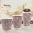 Dining Collection 10 oz. Ripple Wall Paper Hot Cups w/ Lids - 14 Count