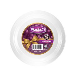 Plastico 6" Plates - Clear Plastic - 40 Count