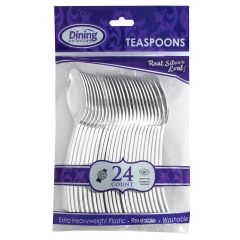 Dining Collection Silver Teaspoons - Extra Heavyweight Plastic - 24 ct.