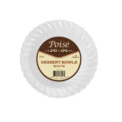 Poise 5 oz. Dessert Bowls - White Plastic - 18 Count