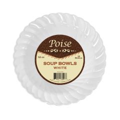 Poise 12 oz. Soup Bowls - White Plastic - 18 Count