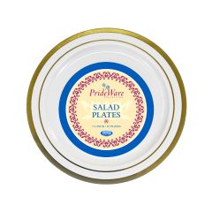 PrideWare 7.5" Salad Plates - Ivory/Gold Plastic - 10 Count