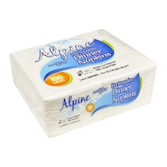 Alpine Rectangular Dinner Napkins - Premium Quality - 2-Ply - White - 100 Count