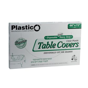 Plastico Super Heavy Duty Table Covers - 66" x 72" - Clear - 24 Count