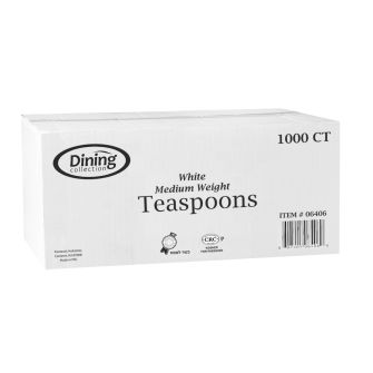 Dining Collection Teaspoons - Medium Weight - White Plastic - 1000 ct.