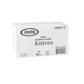 Dining Collection Knives - Medium Weight - White Plastic - 1000 ct.