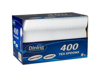 Dining Collection Teaspoons (Box) - White Plastic - 400 ct.