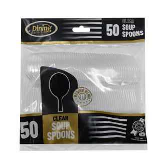 Dining Collection Medium-Weight Soupspoons - Clear Plastic - 50 ct.