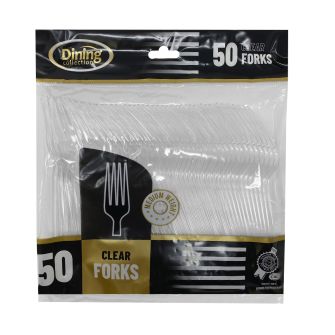 Dining Collection Medium-Weight Forks - Clear Plastic - 50 ct.