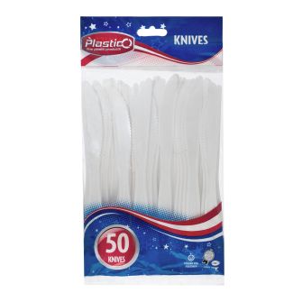 Plastico Heavy Duty Knives - White Plastic - 50 ct.