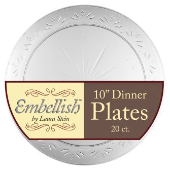 Embellish 10" Dinner Plates - Clear Plastic - 20 Count