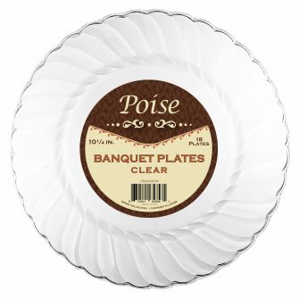 Poise 10.25" Banquet Plates - Clear Plastic - 18 Count