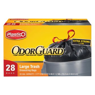 Plastico OdorGuard 30 Gal. Garbage Bags - Black - 28 ct.