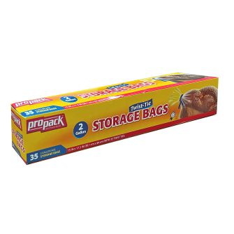 ProPack 2 Gallon Storage Bags w/ Twist Ties - 35 ct.