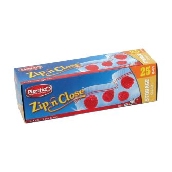 Plastico Zip n' Close Storage Qt. Bags - 25 ct.