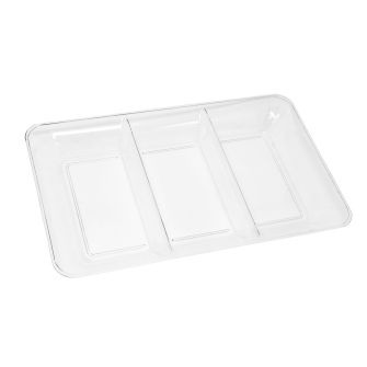 Dining Collection 3 Section Rectangular Tray (Clear) - 1 Ct.