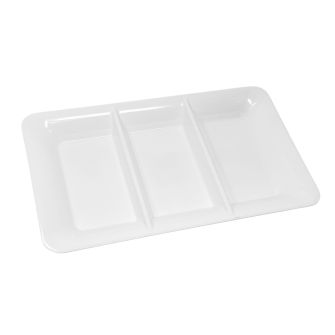 Dining Collection 3 Section Rectangular Tray (White) - 1 Ct.