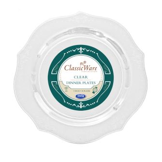 ClassicWare 9" Dinner Plates - Clear Plastic - 18 Count