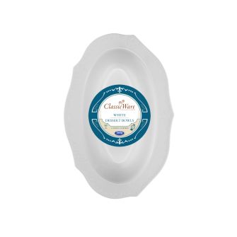 ClassicWare 4 oz. Oval Dessert Bowls - White Plastic - 18 Count