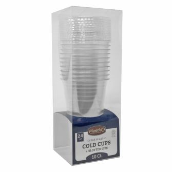 Plastico 24 oz. Cold Cups & Slotted Lids Combo - 10 ct.