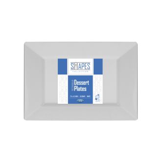 Shapes Collection - Rectangular 7.5" Dessert Plate (White) - 10 Count