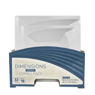 Dimensions Square White Bowls Combo Pack - 32 Count