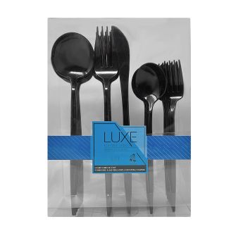 Dining Collection Luxe Heritage Series Cutlery Combo Pack (Black) - 40 Ct.