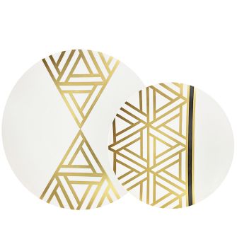 CoupeWare Triangle Deco (White/Gold)  Combo Plates - 32 ct.